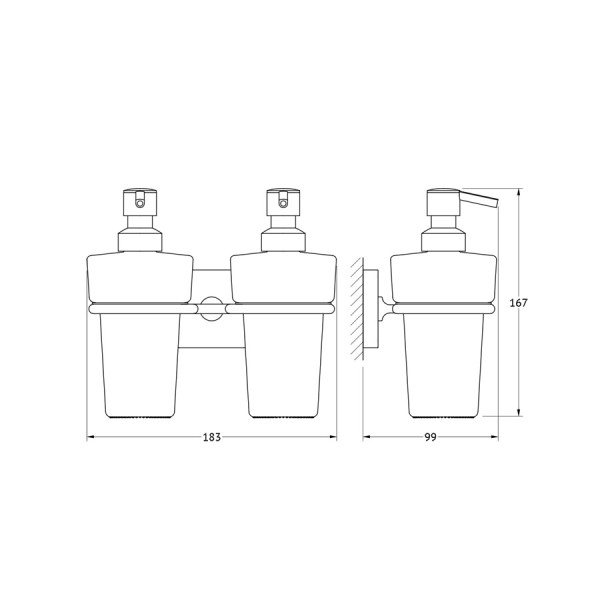 Держатель с 2-мя прозрачными дозаторами Ellux AVANTGARDE AVA 007-C05 sun-id-561274 - Вид №1