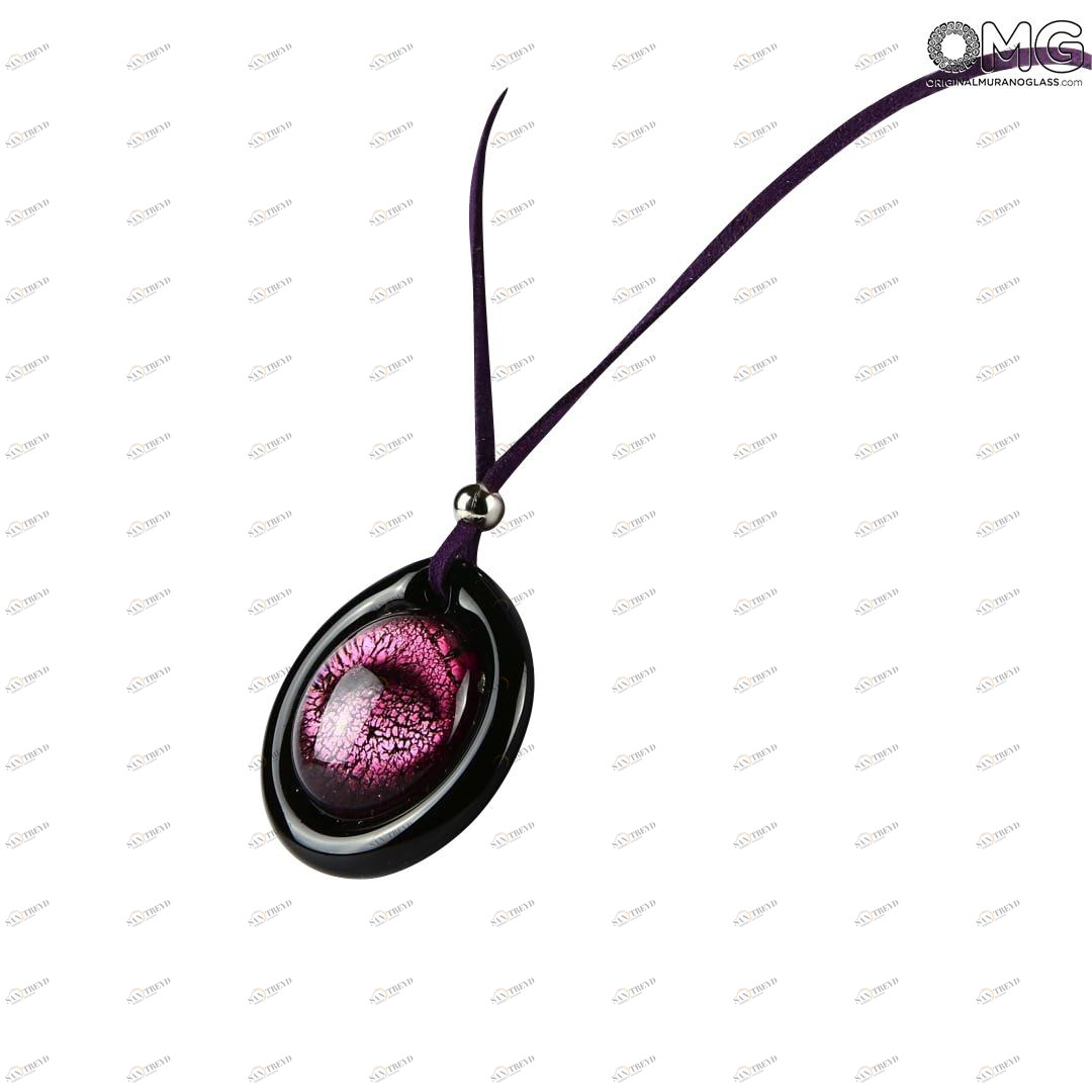 2472 ORIGINALMURANOGLASS Круглая фиолетовая подвеска - стекло соммерсо - муранское стекло - Original Murano Glass OMG 5 см 