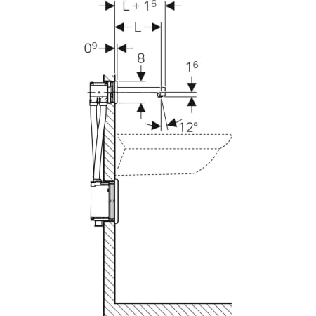 116.292.21.1 Смеситель для раковины Geberit Brenta, настенный монтаж, питание от сети, с функциональным блоком для скрытого монтажа Geberit  - Вид №2