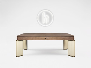 Прямоугольный бильярдный стол из кожи и грецкого ореха