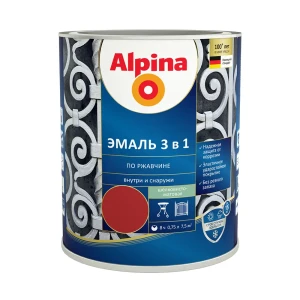 90716113 Эмаль алкидно-уретановая по ржавчине 3 в 1 Alpina полуглянцевая цвет RAL 3011 красно-коричневый 0.75 л STLM-0858192