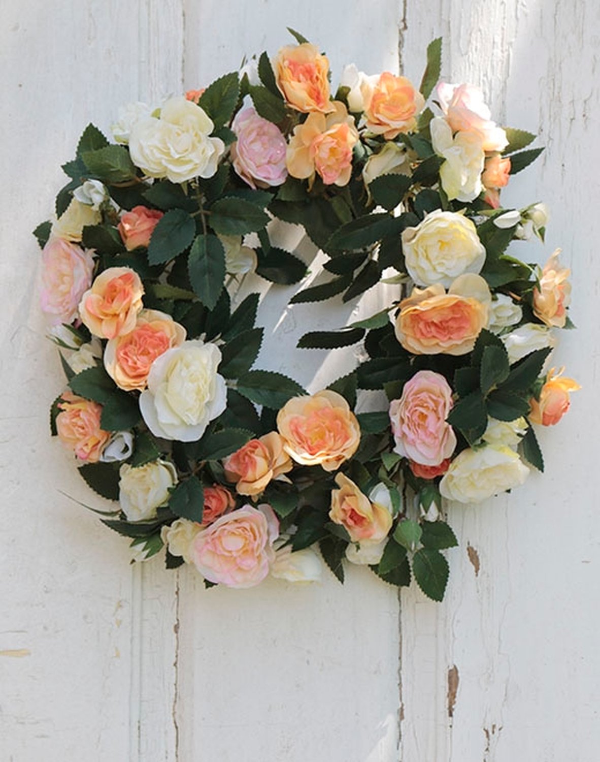 2617 307 a2 Искусственный венок из роз, Ø 30 см, желто-белый H-andreas  - Вид №1