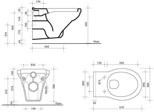 Подвесной унитаз настенный Белый BLEU PROVENCE Provence '900 Италия sun-id-1434640 - Вид №4