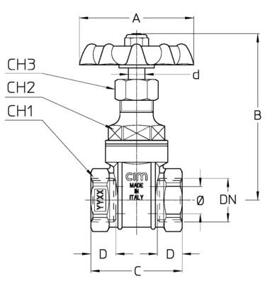 CIMBERIO CIM 70B 1 Задвижка клиновая резьбовая, муфтовая латунная CIM 70B  - Вид №1