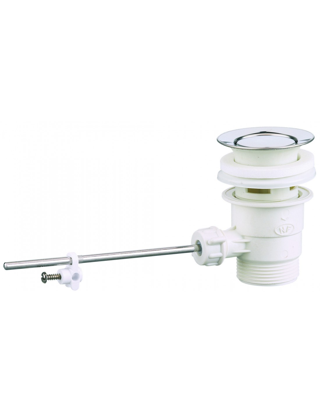 60220000000  Автоматический слив для умывальника, с клапаном, горизонтальная тяга, затяжка 33/48 мм, NF Valentin Хром 