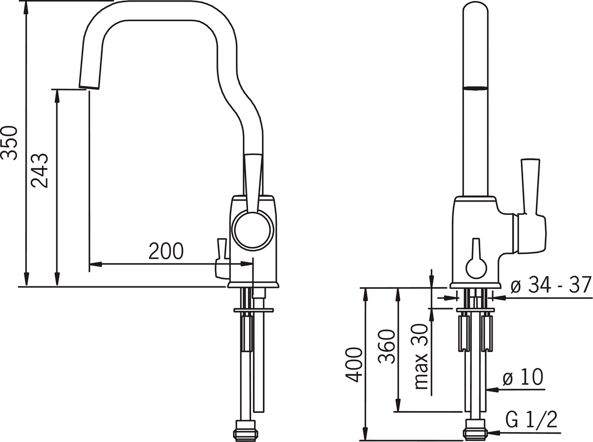 Oras 8535 Смеситель для кухни с клапаном 8535 LA CUCINA ALESSI Хром  - Вид №2