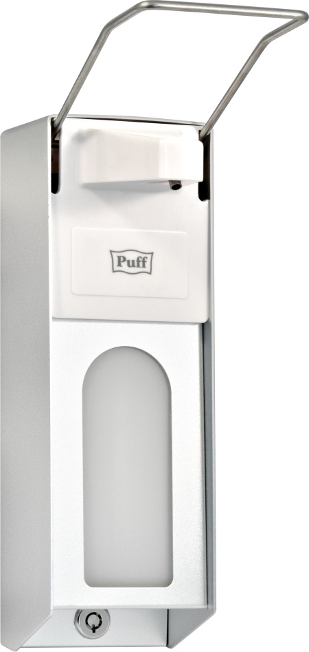 1402.182 Локтевой дозатор универсальный для жидкого мыла и дезрастворов 1000 мл метал с замком антивандальный 8199 PUFF