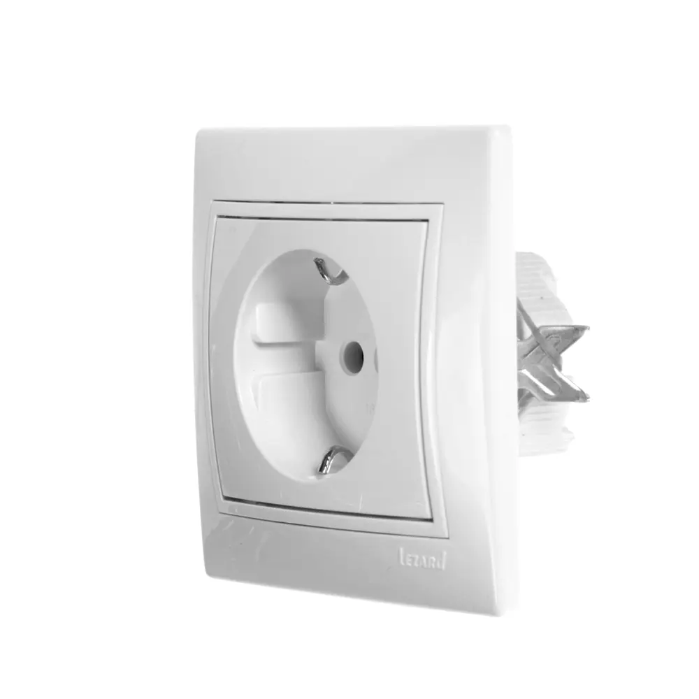 Розетка керамическая Lezard Mira, с заземлением, цвет белый STLM-2164079