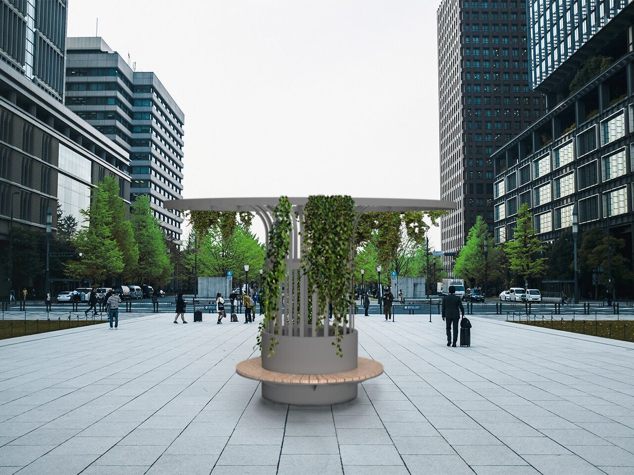 Стальная и деревянная скамейка / плантатор Urbencéa ARK ARCH-00006418 - Вид №1