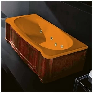 Ванна Gruppo treesse New Classic Young STD-V6747-SX-WO-OZ оранжевая с золотой фурнитурой и гидромассажем прямоугольная левая деревянная панель орех