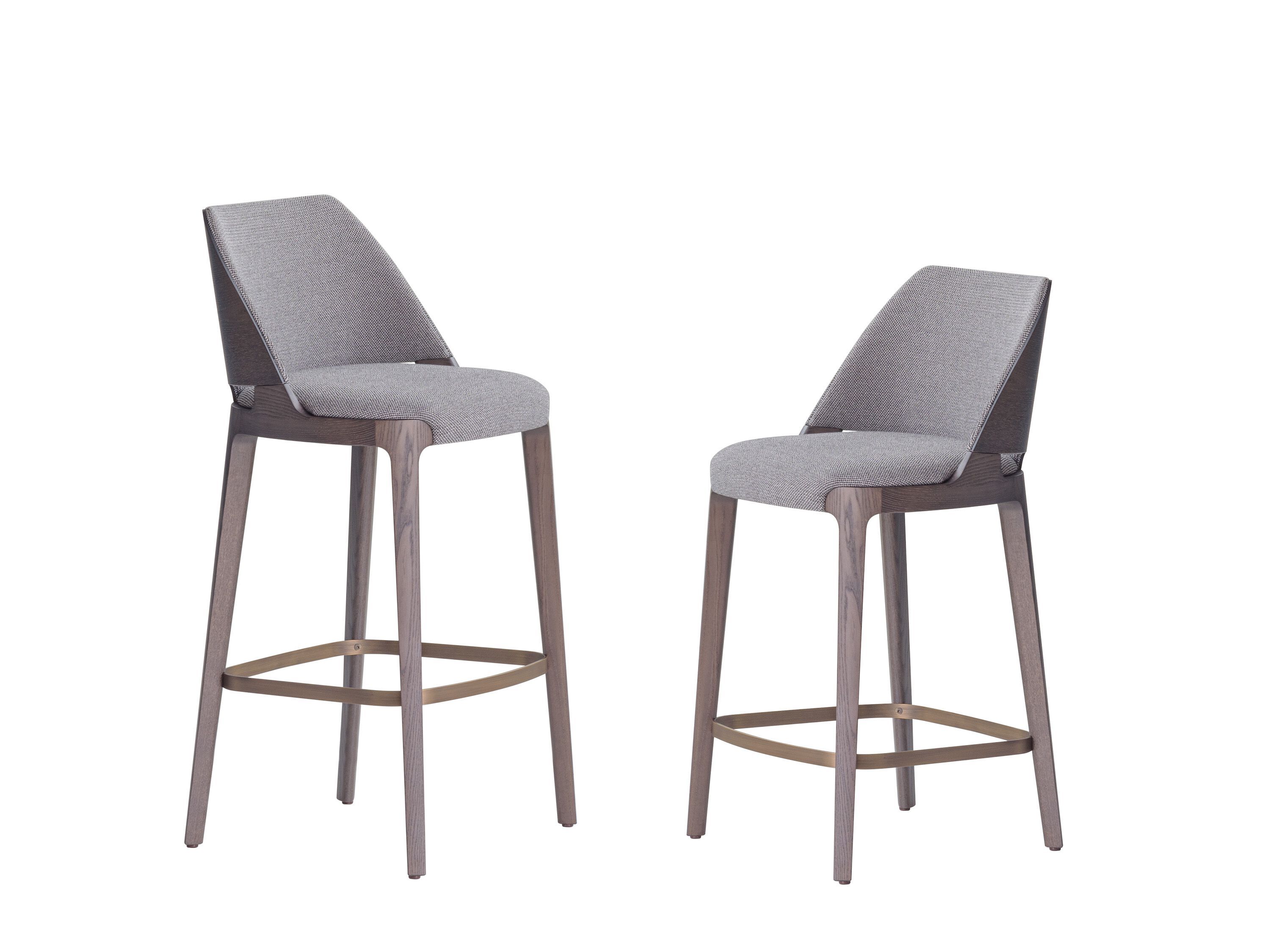 Высокий стул с тканевой подкладкой со спинкой Potocco Velis Wood ARCH-00100703 - Вид №1