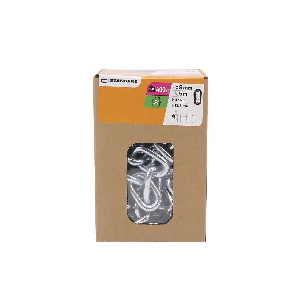Цепь Standers оцинкованная сталь короткое звено 8 мм 5 м/уп STLM-2121144 - Вид №3