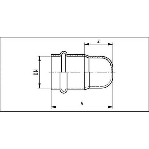 61830189 SANHA 18301 пр.-фит. нерж., упл.фитон заглушка ВПр 88,9 мм  - Вид №1