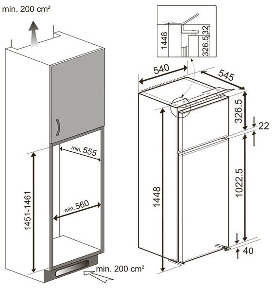 Комбинированный встраиваемый двухдверный холодильник  7521620003 Santreyd  - Вид №1