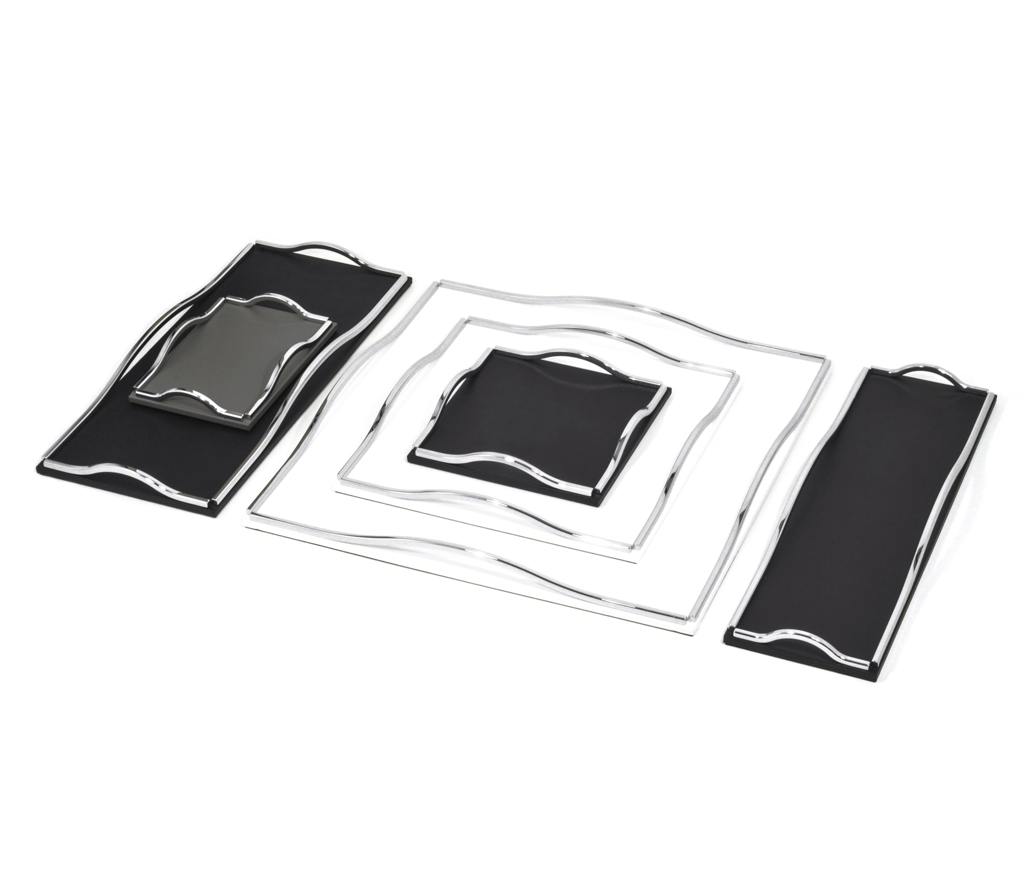 Поднос Wave - 21X21 см / хромированный металл / плетеная кожа серо-коричневый Pinetti 00.1412.061.048 - Вид №2