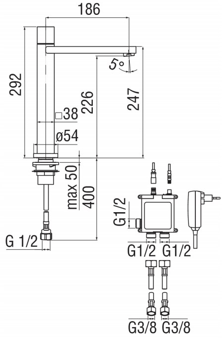 Nobili Rubinetterie Электронный хромированный кухонный смеситель на одно отверстие Loop e E90713cr - Вид №2