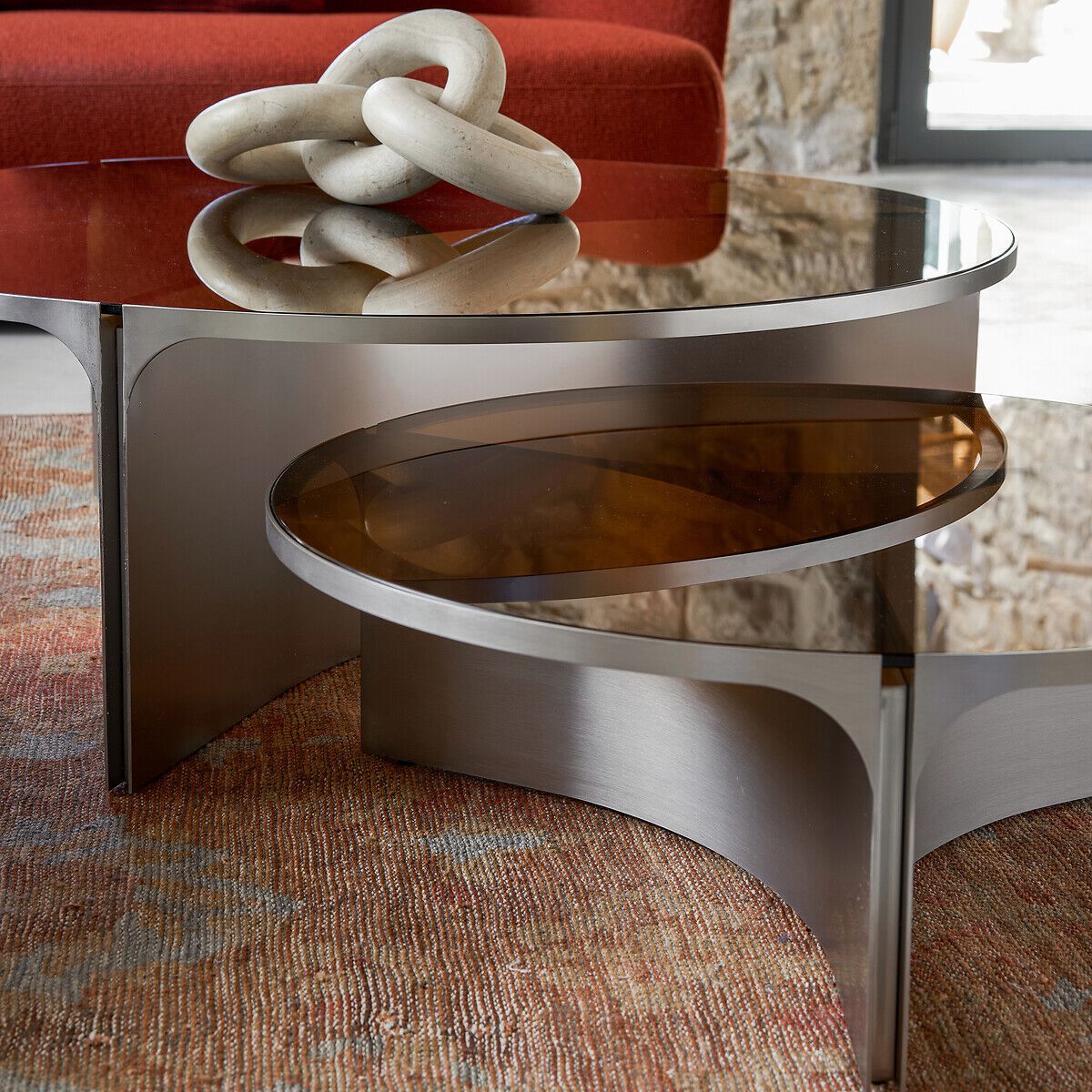 Круглый журнальный столик из нержавеющей стали и стекла AMPM Gira ARCH-00056850 - Вид №4