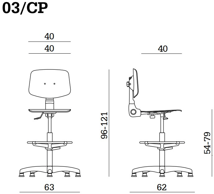 Linea Fabbrica Офисный табурет с 5 спицами из бука с подставкой для ног Woody sun-id-1363494 - Вид №4
