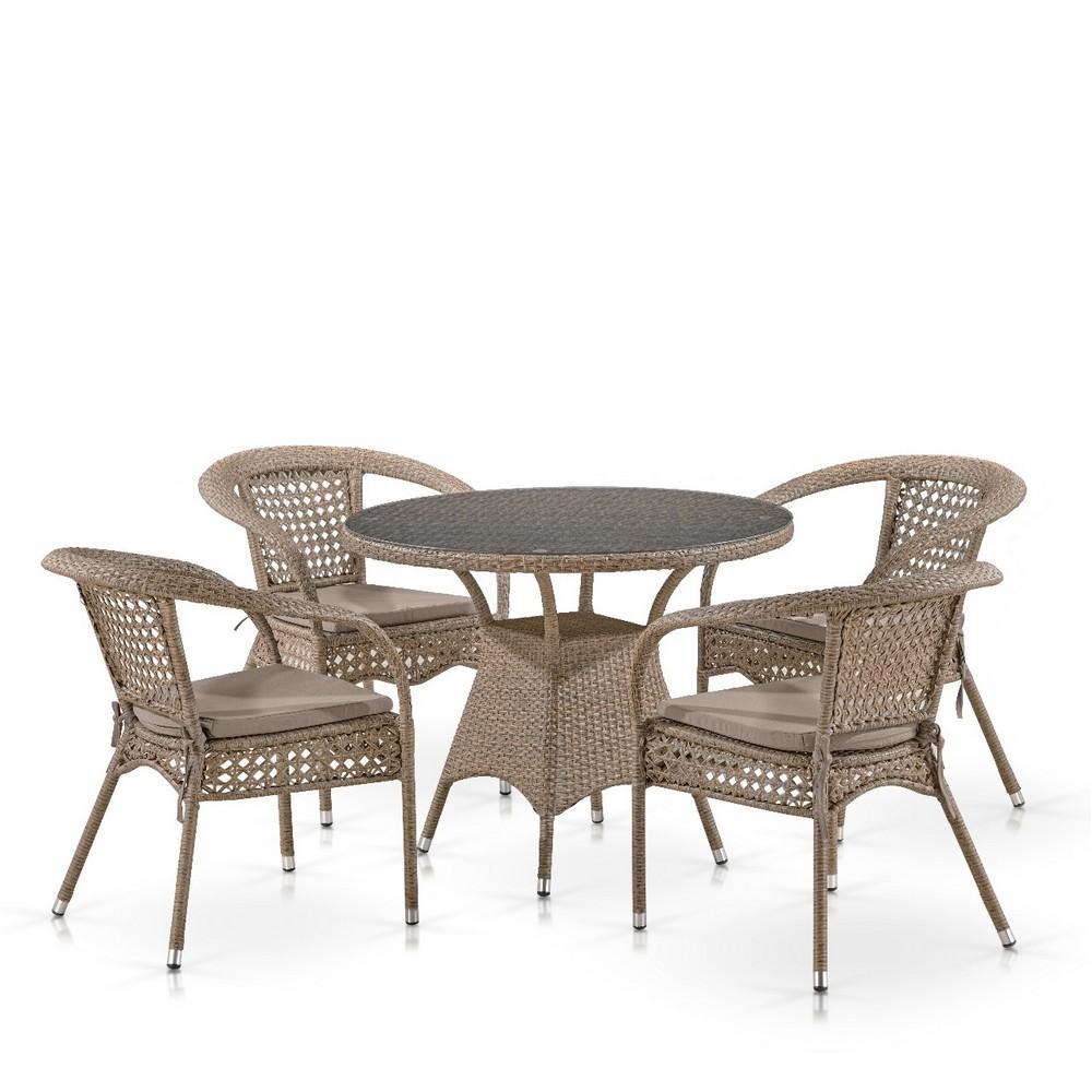 T220CT/Y32-W56 Light brown 4Pcs Комплект плетеной мебели Лион-1B Afina 