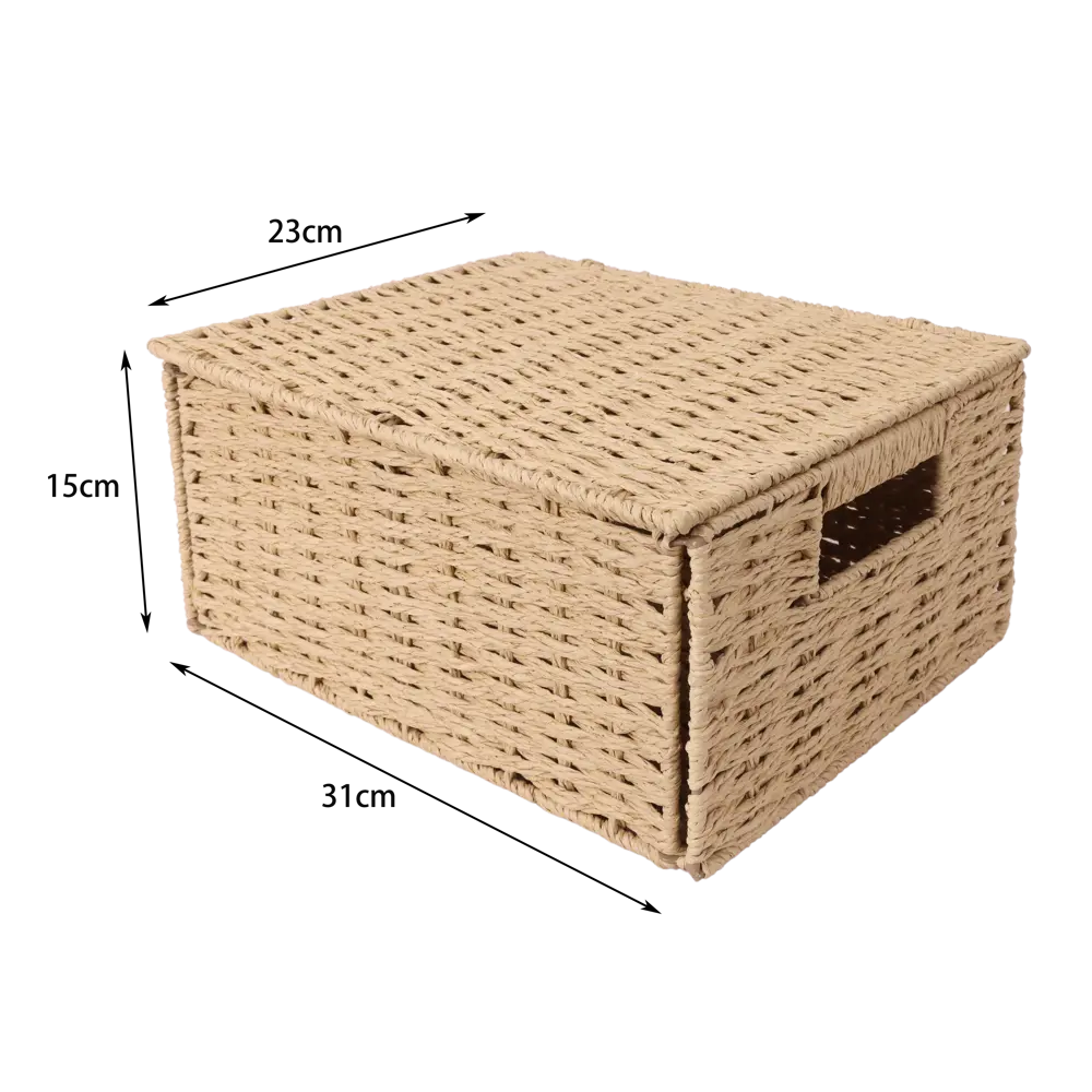 Корзина с крышкой Konsensa 31x23x15 см бумага цвет бежевый STLM-2064768