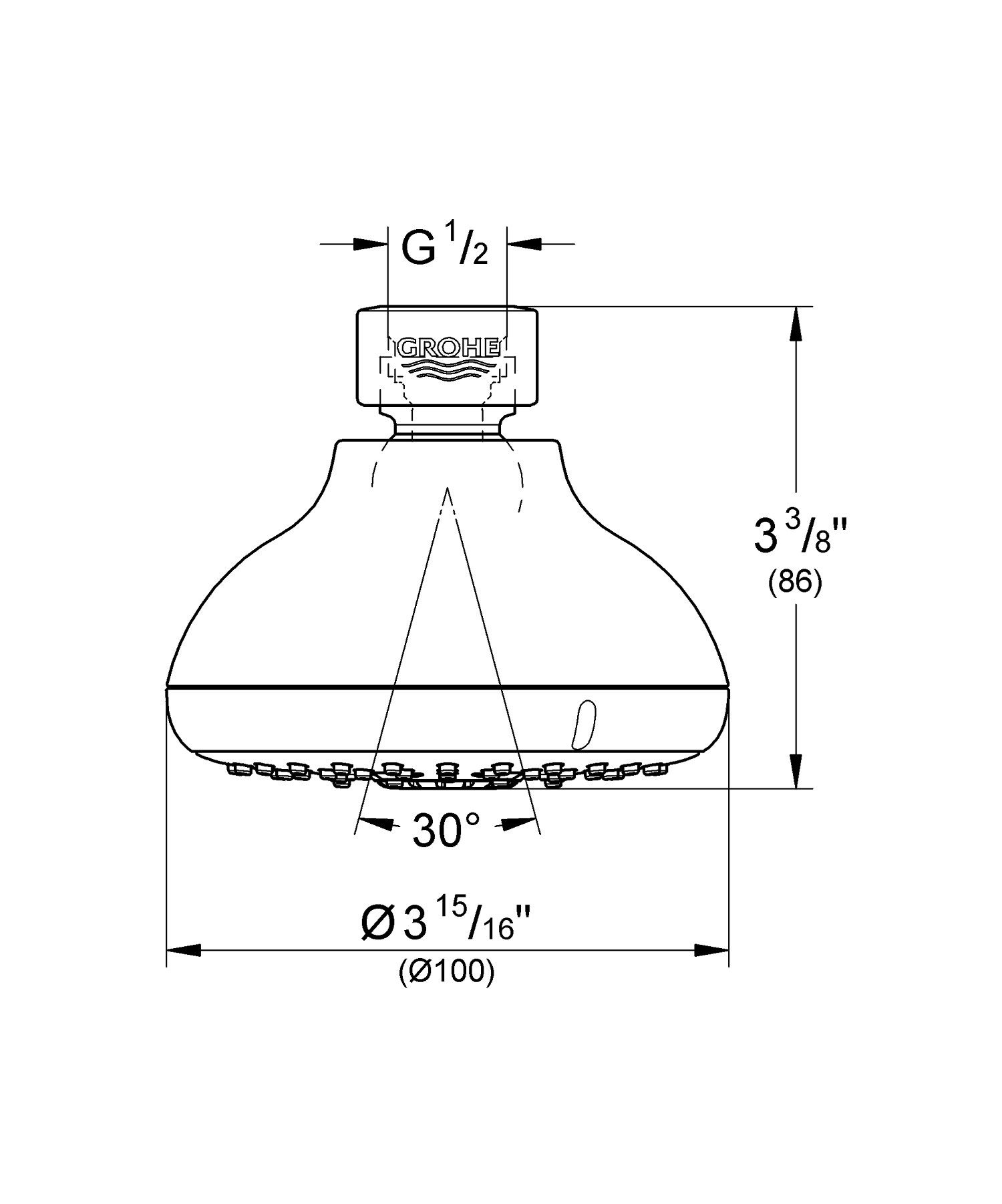 Потолочная душевая головка с 4 регулируемыми струями Grohe Storma 100 ARCH-00144056 - Вид №1