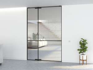 Бескаркасная алюминиевая поворотная дверь