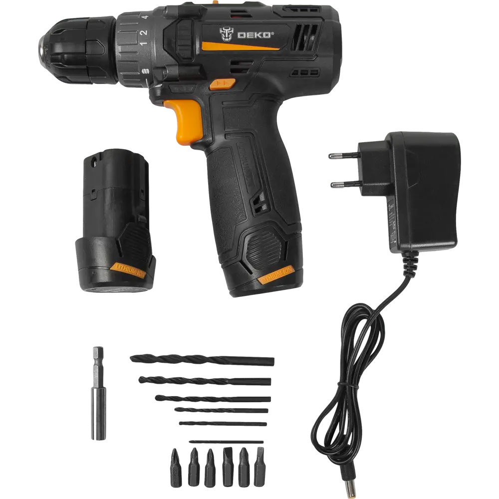 Дрель-шуруповерт аккумуляторная Deko GCD12DU3 12 В Li-ion 2x3 Ач набор сверл и бит STLM-2160884 - Вид №5
