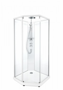 558.313.00.2 IDO Showerama 10-5 1000x1000 Пятиугольник Комфорт, IDO Showerama bakglas пятиугольник, профиль vita / klart glas, 1000x1000 мм