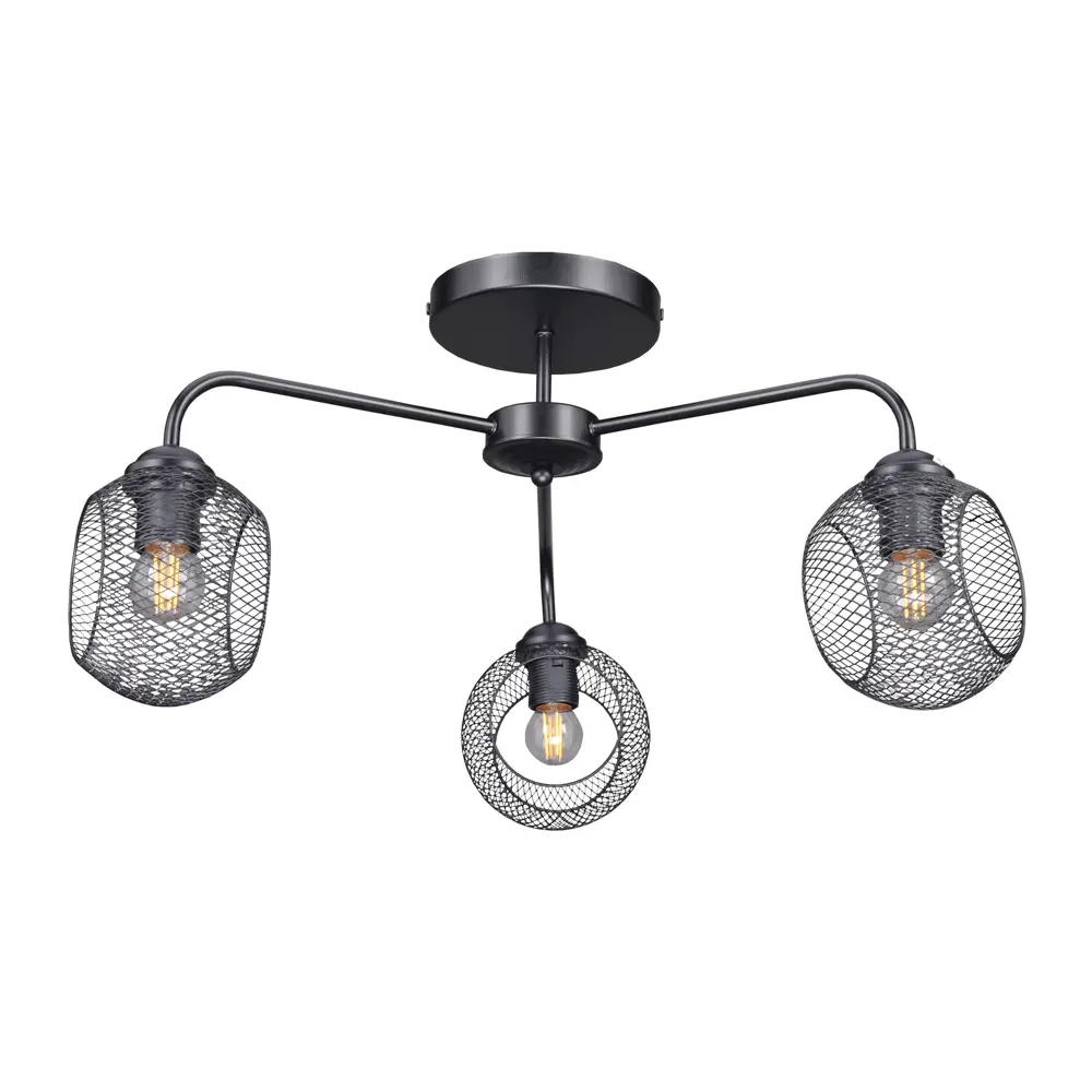 Люстра потолочная Эйр РС21386 3 лампы 10 м² цвет черный РОССВЕТ STLM-2129905 - Вид №2