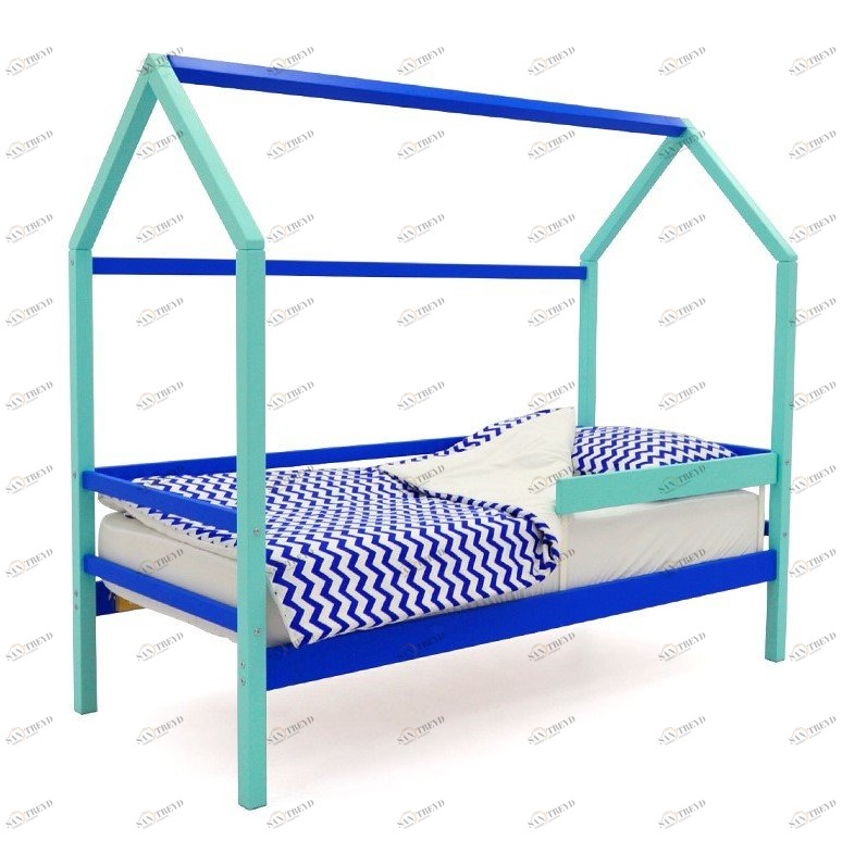 Кровать-домик детская мятно-синяя Svogen БЕЛЬМАРКО  00-3833077 Голубой Santreyd 