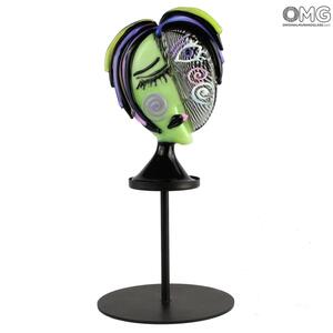 4417 ORIGINALMURANOGLASS Статуэтка в стиле Пикассо - зелёная - муранское стекло OMG 3 см