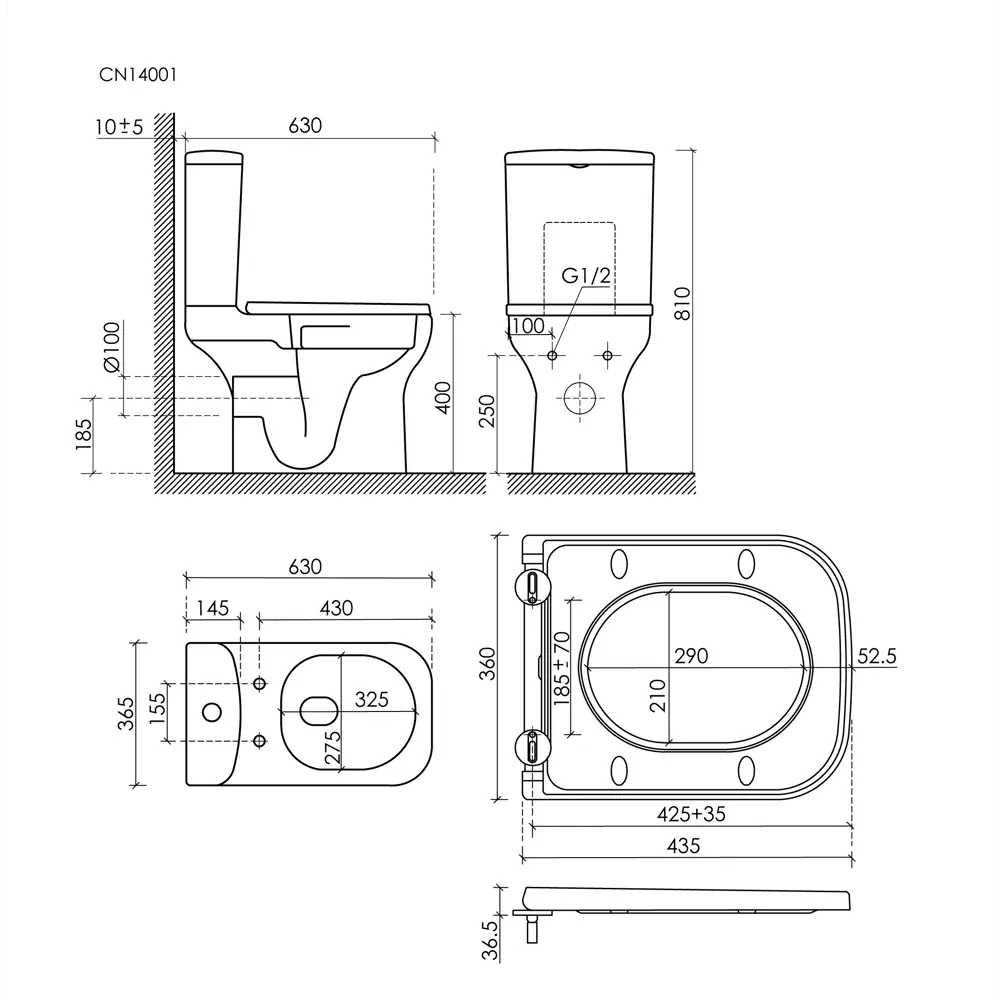 Унитаз-компакт Flo Square безободковый сиденье с микролифтом двойной смыв цвет Santreyd STLM-2064416 - Вид №10