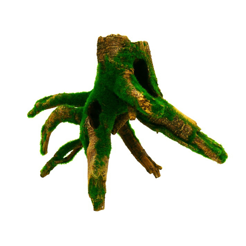 ПР0051932 Декор для аквариумов Пень со мхом пластик 21х11х16,5см PRIME 