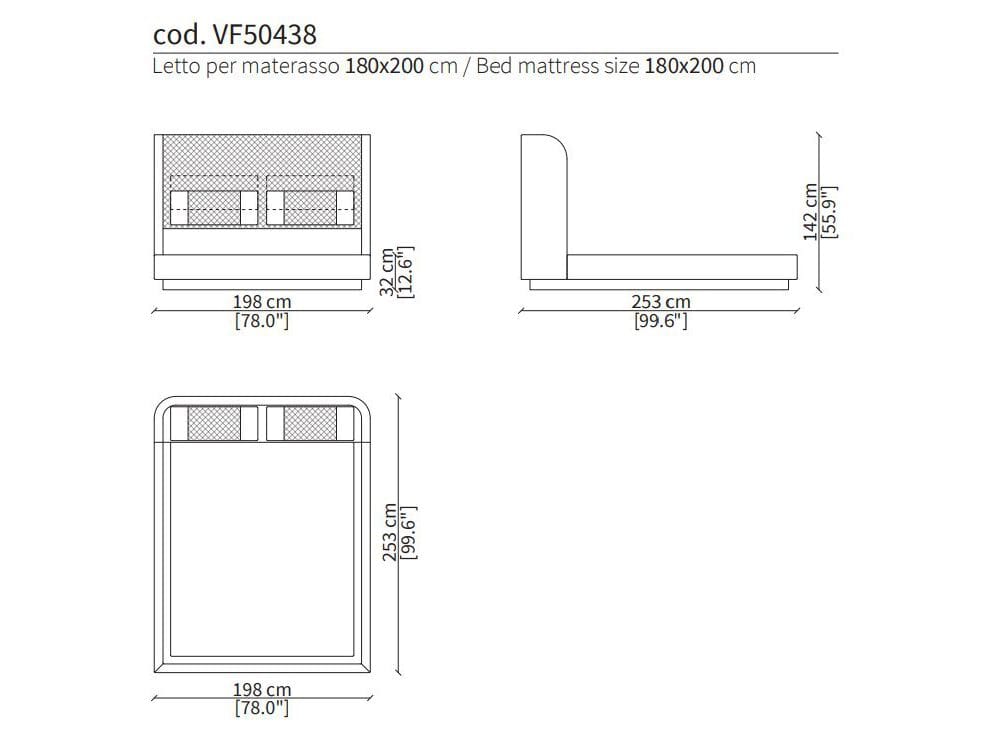Кожаная мягкая кровать Vittoria Frigerio BELLINI HIGH ARCH-00143203 - Вид №3