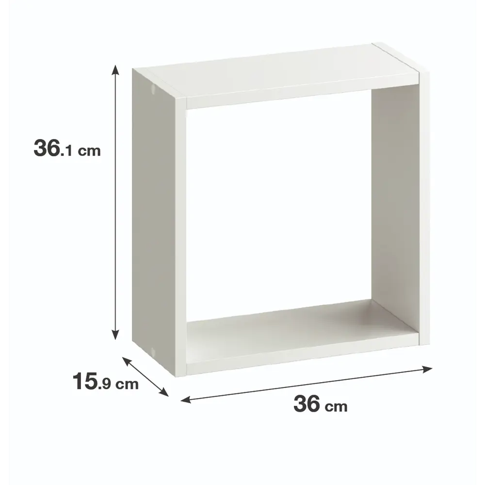 Стеллаж Spaceo KUB 1 секция 36x36.1x15.9 см ЛДСП цвет белый STLM-2156092 - Вид №1