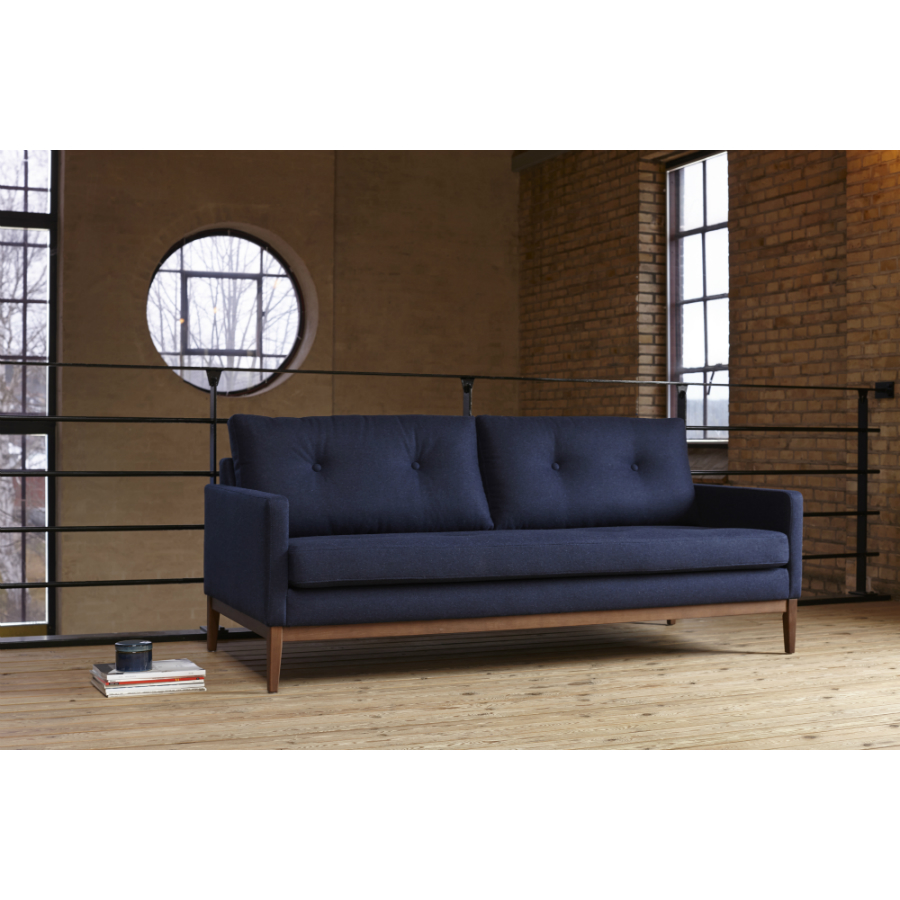 Диван трехместный Finn 01, дуб/орех, темно-голубой Kragelund 3730320521 - Вид №1