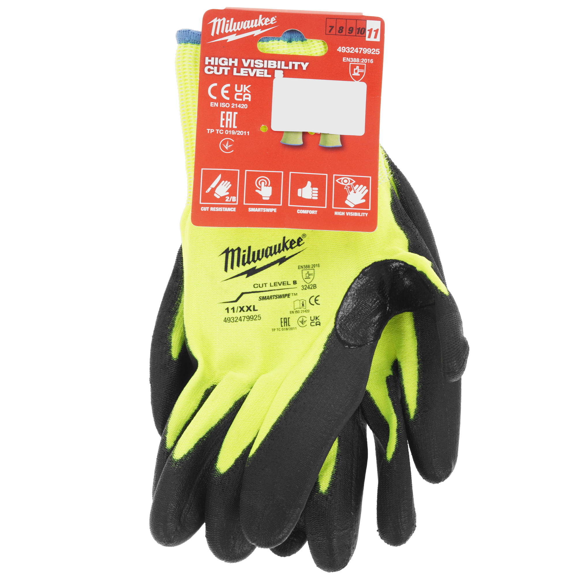 Перчатки трикотажные Milwaukee Hi-Vis Cut level 2/B 11/XXL 5478059 STDN-0062748 - Вид №4