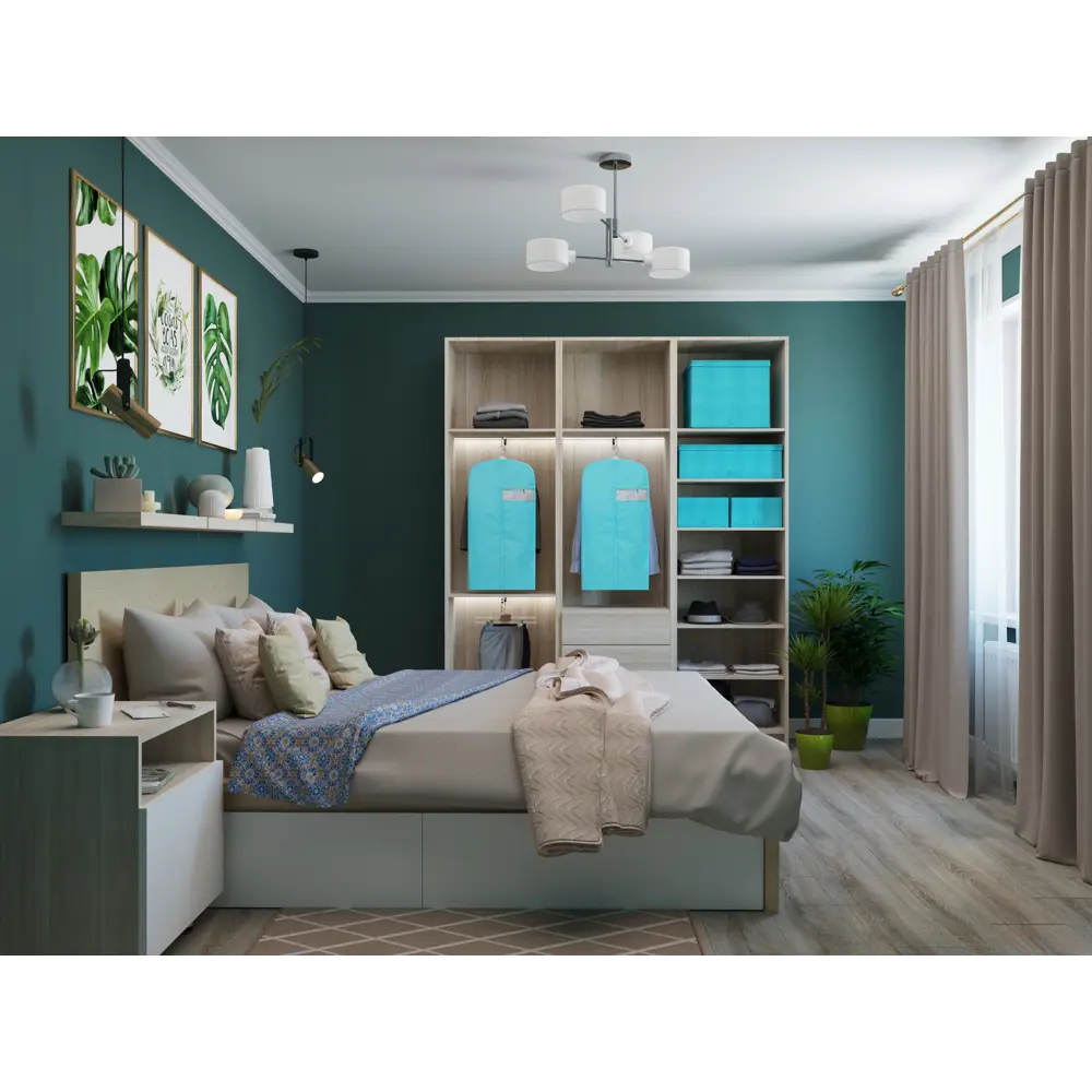 Короб для хранения с крышкой Spaceo 27х36x44 см нетканый материал цвет голубой STLM-2078368 - Вид №7