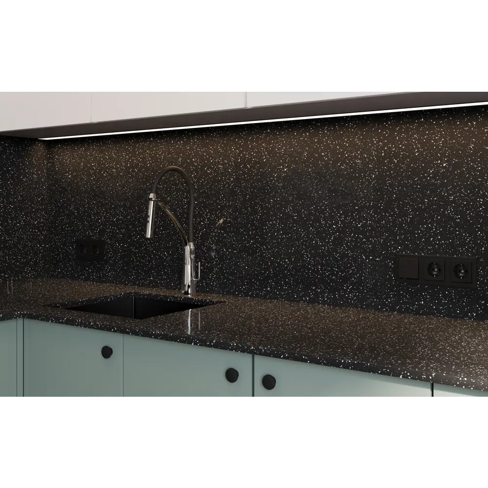 Столешница Найт 120x60x2 см искусственный камень цвет чёрный Santreyd STLM-2080350 - Вид №7