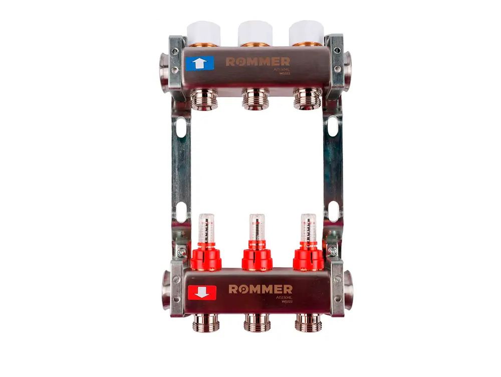 Коллектор ROMMER для систем отопления с расходомерами, 3 выхода 87956057