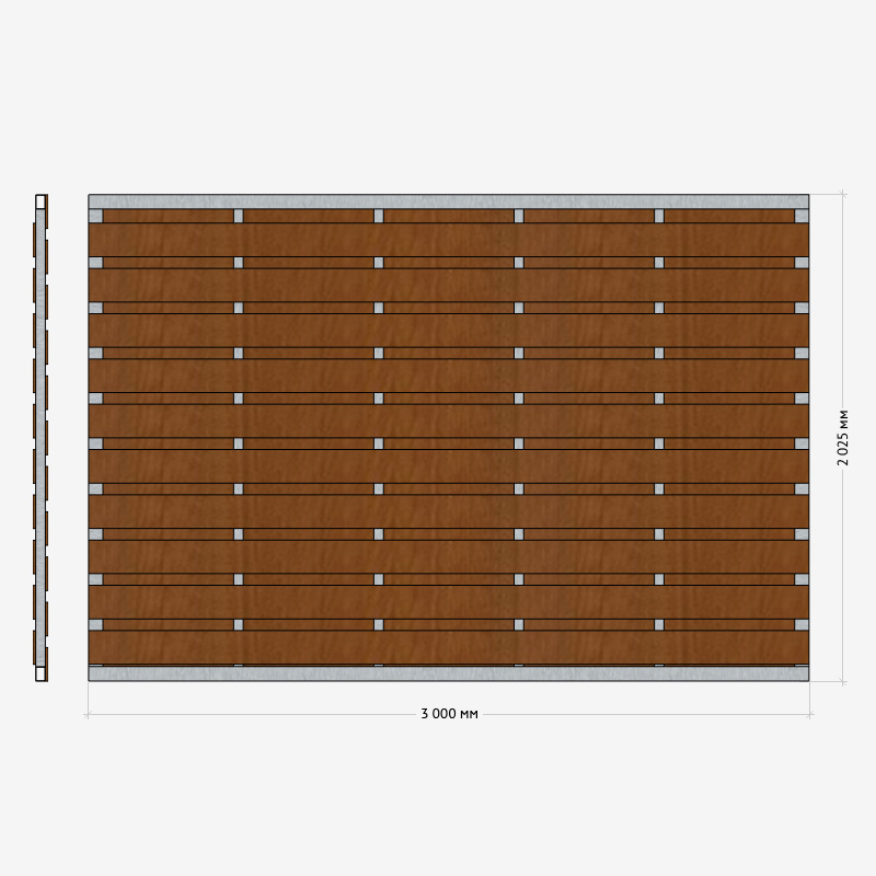 Заборная секция «Шахматка горизонтальная» 3×2,025м RUSDECKING sun-id-1025065 - Вид №2