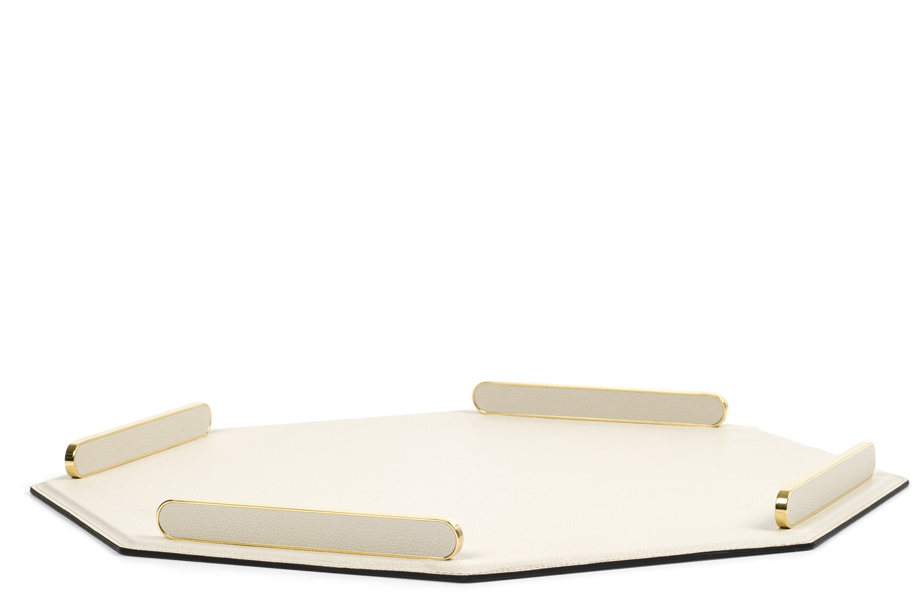 Восьмиугольный поднос Este - 33X33 см/металл-отделка_золото/зернистая кожа_верблюжий