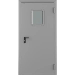 Дверь противопожарная остекленная EI60 98x205 см правая цвет светло-серый RAL7035