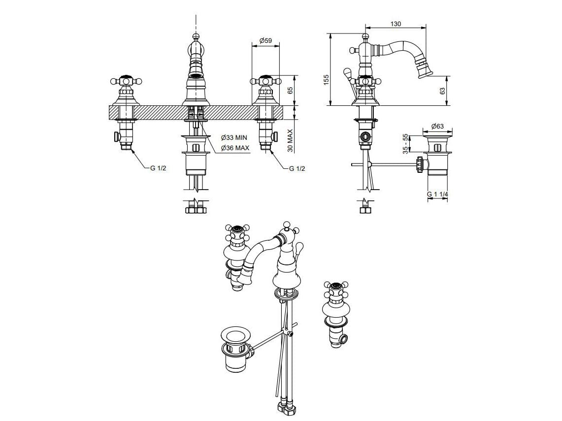 Смеситель для биде из хромированной латуни Bugnatese ARCADIA ARCH-00061651 - Вид №2