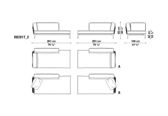 Ткань сад шезлонг B&B Italia Outdoor смородина ARCH-00129476 - Вид №14