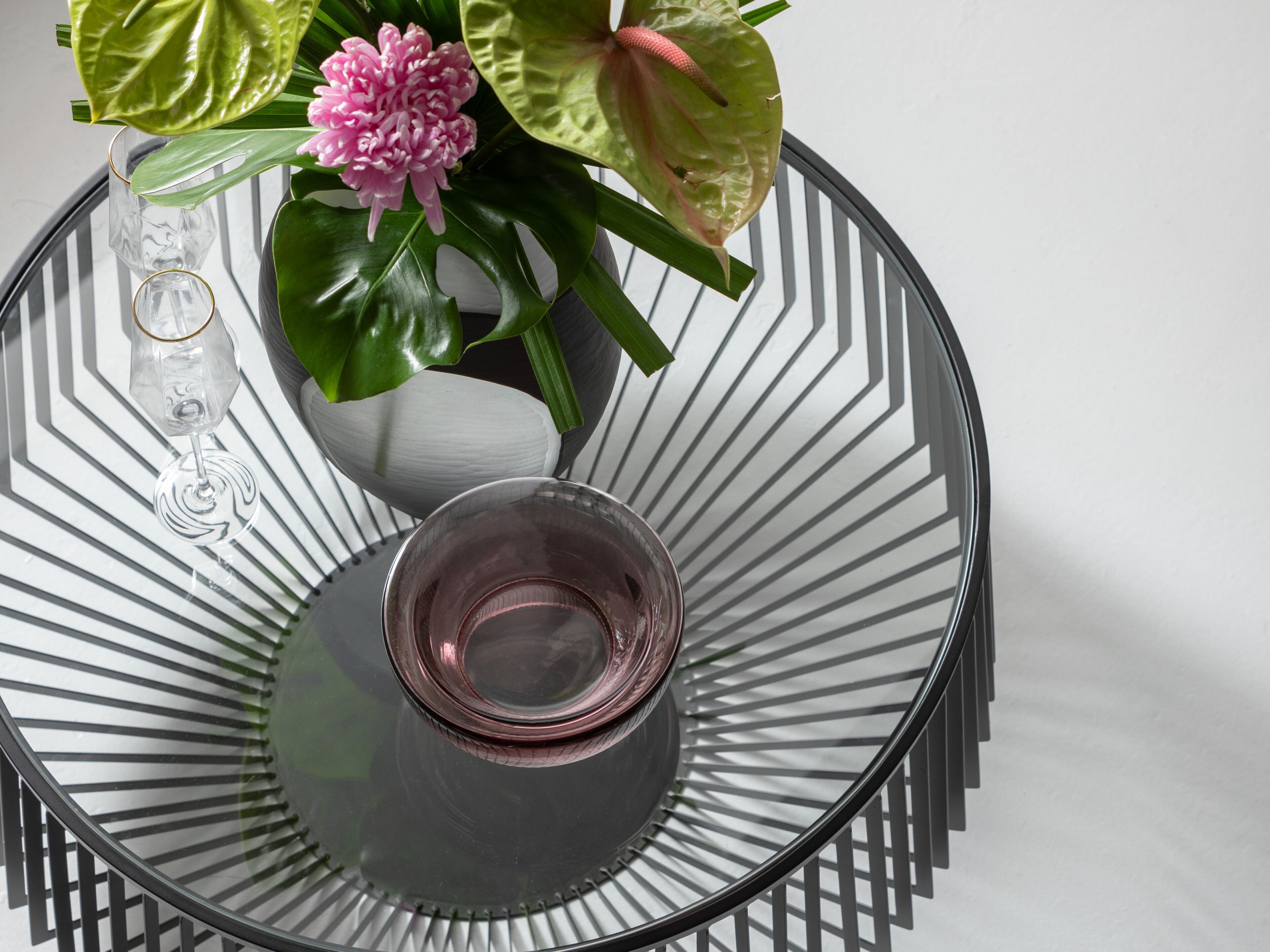 Круглый журнальный столик из стали и стекла KARE Design CORINNE ARCH-00124471 - Вид №3