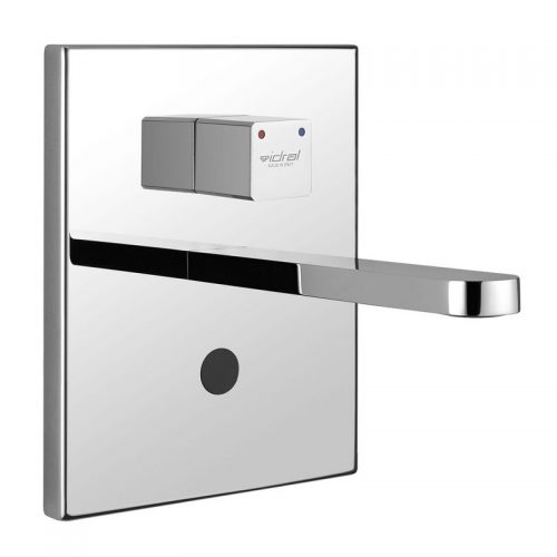 02532/1 Idral Электронный смеситель для раковины скрытого монтажа серии STYLE с инфракрасным датчиком и изливом. Работает от батареи 