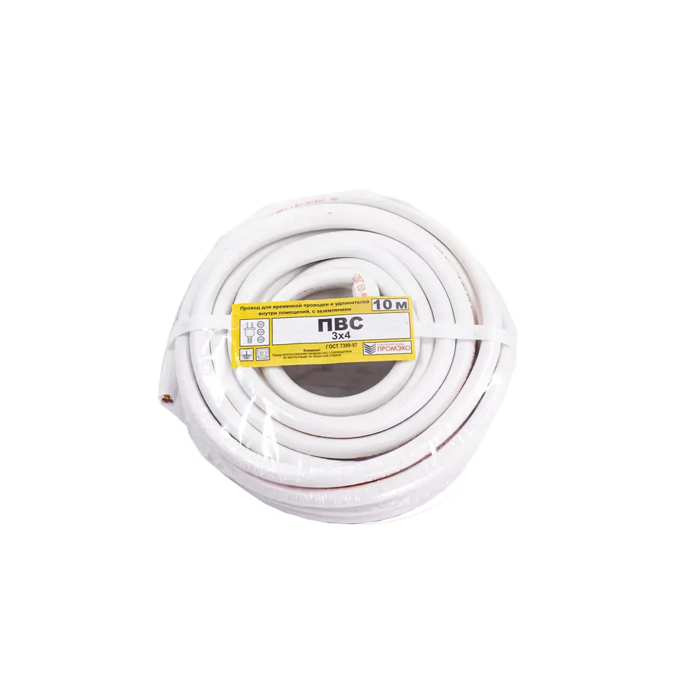 Провод Промэко ПВС 3x4 10 м ГОСТ цвет белый 82912105 STLM-2097160 