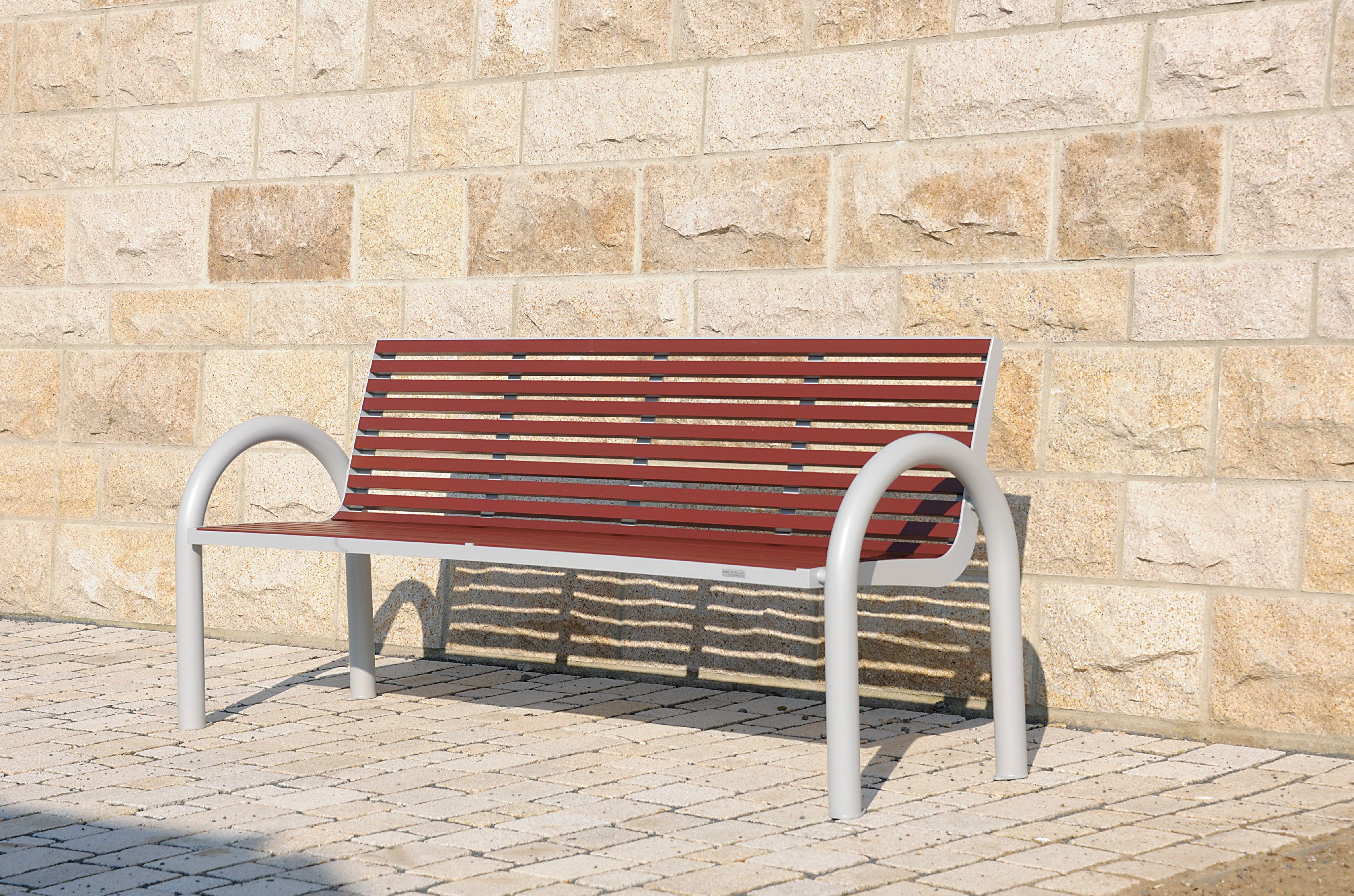 Скамейка из нержавеющей стали и ПЭТ со спинкой с подлокотниками BENKERT BANKE Comfony ARCH-00013896 - Вид №2