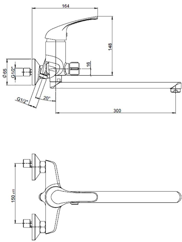 Paini Trento TRCR119LMKM смеситель для ванны с длинным изливом - Вид №2